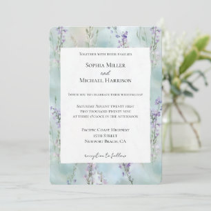 Romantische Hübsche violette Blumen Hochzeit Einladung
