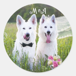 Romantische Hunde verheiratet Runder Aufkleber