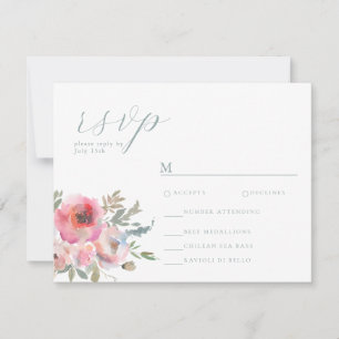Romantische Hütte Blume Blush Blue Sage RSVP Karte
