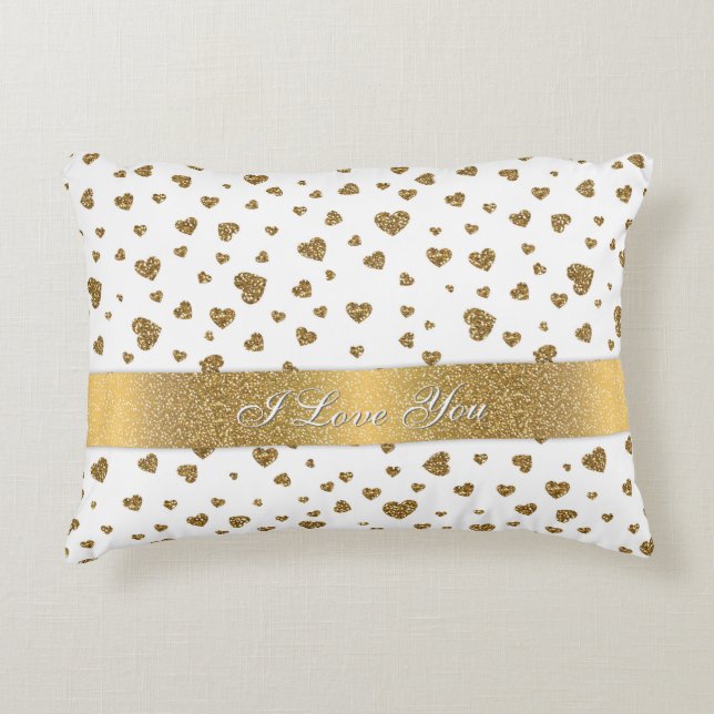 Romantische "I Liebe You" Goldene Imitate Glitzer  Zierkissen (Vorderseite)