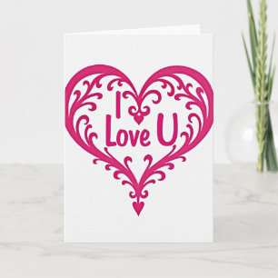 Romantische I Love U Herzkarte Karte