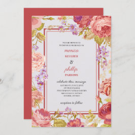 Romantische indische Rote Cabbage-Rose Hochzeit Einladung