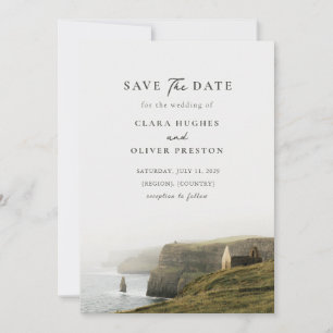 Romantische Irische Klippen Olive Grau Malerische Save The Date