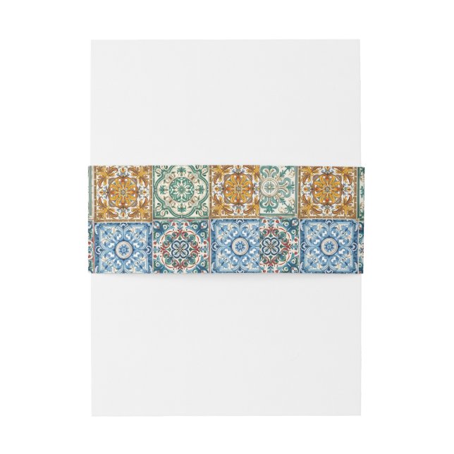 Romantische italienische Tiles Hochzeit in Urlaubs Einladungsbanderole (Rückseitenbeispiel)
