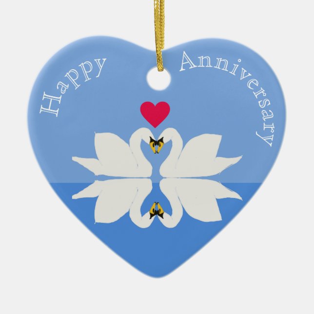 Romantische Jubiläumsfeier Schweizer Herz Keramik  Keramik Ornament (Vorne)