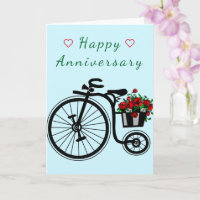 Romantische Jubiläumskarte mit Blume Bike