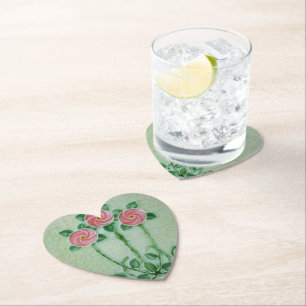 Romantische Jugendstil Crackle Glaze Herz geformt Untersetzer