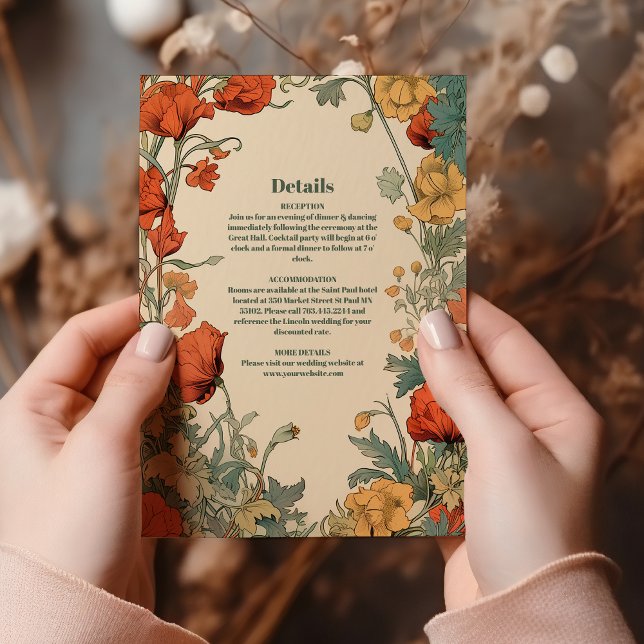 Romantische Jugendstil-Hochzeit Begleitkarte (Von Creator hochgeladen)