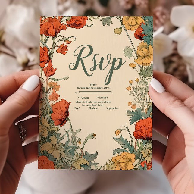 Romantische Jugendstil-Hochzeit RSVP Karte (Von Creator hochgeladen)