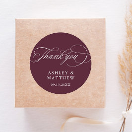 Romantische Kalligrafie Burgundy Wedding Vielen Da Runder Aufkleber