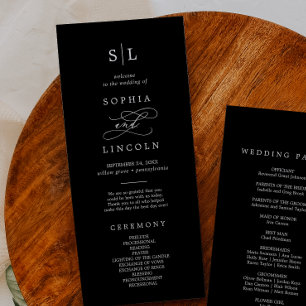 Romantische Kalligrafie Dark Black Wedding Progr Einladung