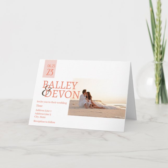 Romantische Kalligrafie Die Hochzeit Einladung (Vorderseite)