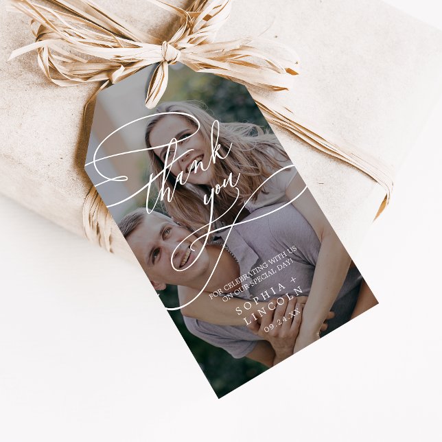 Romantische Kalligrafie Dunkles Foto Danke, dass S Geschenkanhänger (Von Creator hochgeladen)