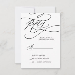 Romantische Kalligrafie   Einfache RSVP-Karte Gebl RSVP Karte