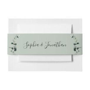 Romantische Kalligrafie Eukalyptus-Salbei-Hochzeit Einladungsbanderole