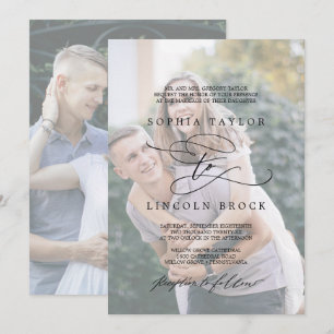 Romantische Kalligrafie Faded Foto Formal Weddin Einladung