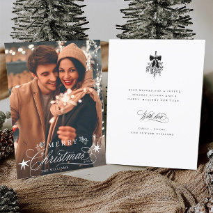 Romantische Kalligrafie Frohe Weihnachts-Foto Flat Feiertagskarte