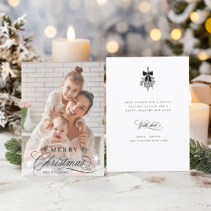 Romantische Kalligrafie Frohe Weihnachts-Foto Flat Feiertagskarte