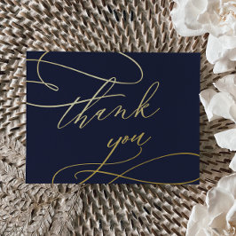 Romantische Kalligrafie Gold Foil Navy Dankeschön Folie Einladungspostkarte