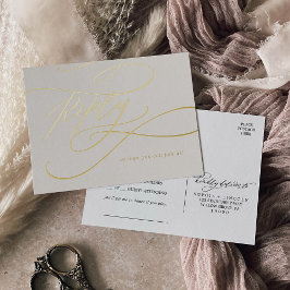 Romantische Kalligrafie Golden Foil und Ivory Song Folie Einladungspostkarte