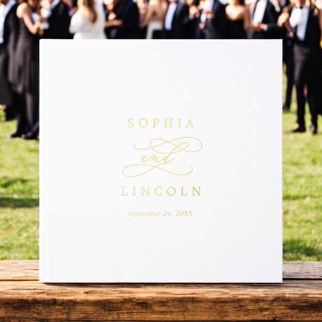 Romantische Kalligrafie-Goldfilm-Monogramm-Hochzei Gästebuch (Romantic Calligraphy Gold Foil Monogram Wedding Foil Guest Book)