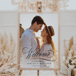 Romantische Kalligrafie Hochzeit Begrüßung Foto Ze Poster