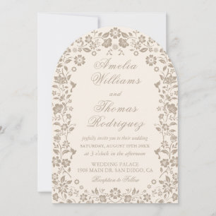 Romantische Kalligrafie-Hochzeit Neutrale Einladun Einladung