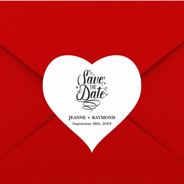 Romantische Kalligrafie Hochzeit Save the Date maß Herz-Aufkleber (Von Creator hochgeladen)
