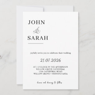 Romantische Kalligrafie-Hochzeitseinladung Einladung