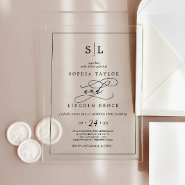 Romantische Kalligrafie Minimalistische Monogramm Acryleinladungen