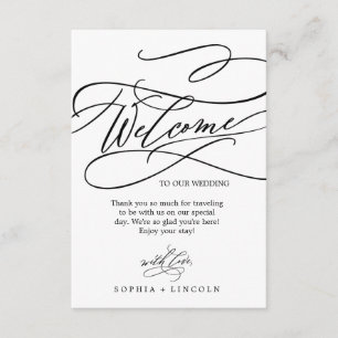 Romantische Kalligrafie mit Foto Wedding Willkomme Begleitkarte