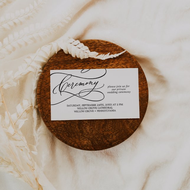 Romantische Kalligrafie Private Wedding Ceremony C Begleitkarte (Romantic Calligraphy Private Wedding Ceremony Card)