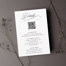 Romantische Kalligrafie QR Code Hochzeitdetails Begleitkarte