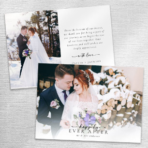 Romantische Kalligrafie-Schrift Foto-Hochzeit Dankeskarte