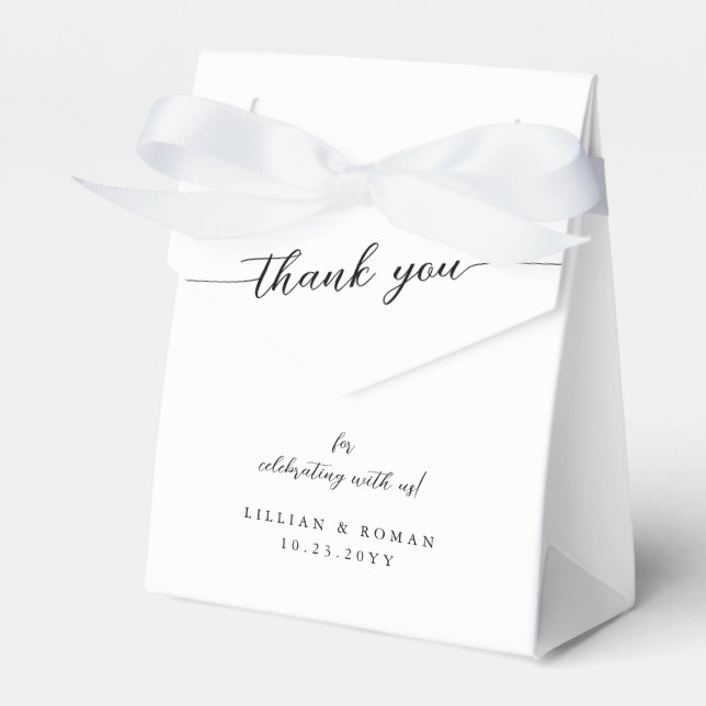 Romantische Kalligrafie Script Black & White Weddi Geschenkschachtel (Vorderseite)