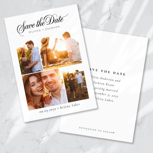 Romantische Kalligrafie Script Foto Collage Weddin Save The Date (Von Creator hochgeladen)