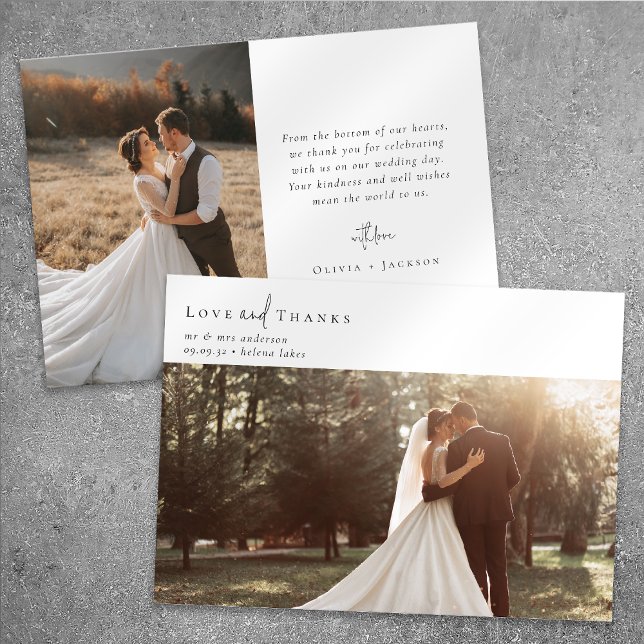 Romantische Kalligrafie-Script-Foto Hochzeit Dankeskarte (Von Creator hochgeladen)