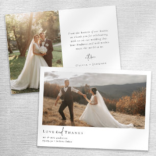 Romantische Kalligrafie-Script-Foto Hochzeit Dankeskarte