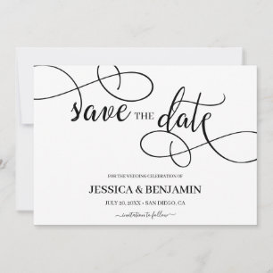 Romantische Kalligrafie-Skript Hochzeit Sichern Si Save The Date