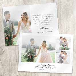 Romantische Kalligrafie-Skript Multiple Foto Hochz Dankeskarte