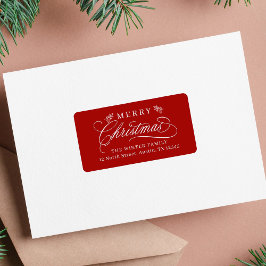 Romantische Kalligrafie Weihnachtsfeiertage Rote R Adressaufkleber