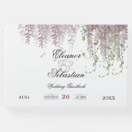 Romantische Kalligrafie Wisteria Lila Wedding Gästebuch
