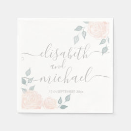 Romantische Kalligraphie Aquarellboho Rose Serviette