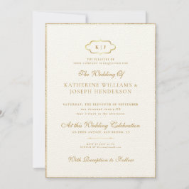 ROMANTISCHE KALLIGRAPHIE GOLD CLASSIC MONOGRAM WED EINLADUNG
