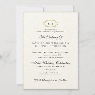 ROMANTISCHE KALLIGRAPHIE GOLD CLASSIC MONOGRAM WED EINLADUNG