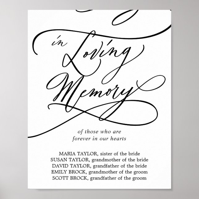 Romantische Kalligraphie Hochzeit in liebender Eri Poster (Vorne)