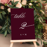 Romantische Kalligraphie Hochzeit Nummer 2, Burgun Tischnummer<br><div class="desc">Tabelle 2. Bitte Karo alle verfügbaren Nummern. | Romantische und elegante Wirble kalligraphische Hochzeitsfeier Tischnummer. Für eine weiter gehende Anpassung dieses Designs klicken Sie bitte auf den BUTTON BLAU DESIGN TOOL oben!</div>