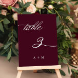 Romantische Kalligraphie Hochzeit Nummer 3, Burgun Tischnummer<br><div class="desc">Tabelle 3. Bitte Karo alle verfügbaren Nummern. | Romantische und elegante Wirble kalligraphische Hochzeitsfeier Tischnummer. Für eine weiter gehende Anpassung dieses Designs klicken Sie bitte auf den BUTTON BLAU DESIGN TOOL oben!</div>