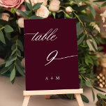 Romantische Kalligraphie Hochzeit Nummer 9, Burgun Tischnummer<br><div class="desc">Tabelle 9. Bitte Karo alle verfügbaren Nummern. | Romantische und elegante Wirble Kalligraphie Hochzeitskalibrierung Tischnummer mit Monogrammen. Für eine weiter gehende Anpassung dieses Designs klicken Sie bitte auf den BUTTON BLAU DESIGN TOOL oben!</div>