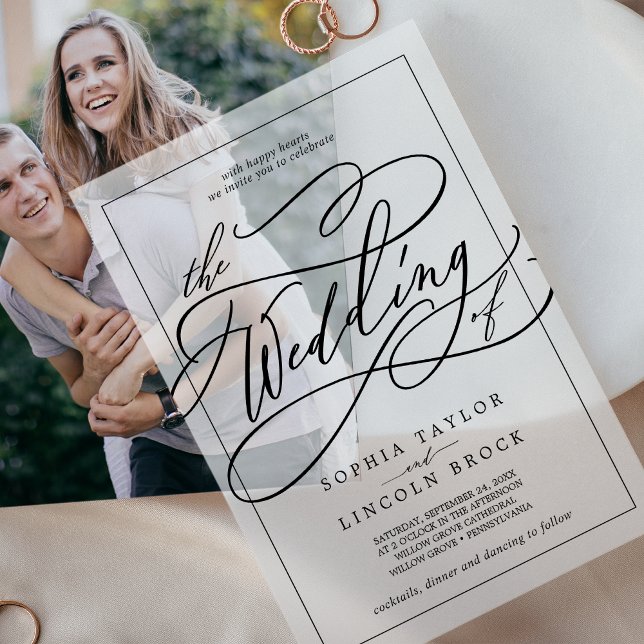 Romantische Kalligraphie Moderne einfache Hochzeit (Romantic Calligraphy Modern Simple Elegant Wedding Vellum Invitations)